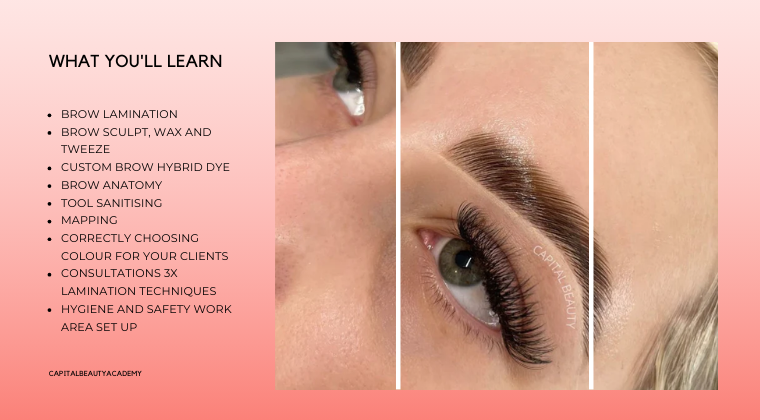 Brow Lamination, Sculpt and Hybrid Dye Workshop Sunshine Coast - Small Group